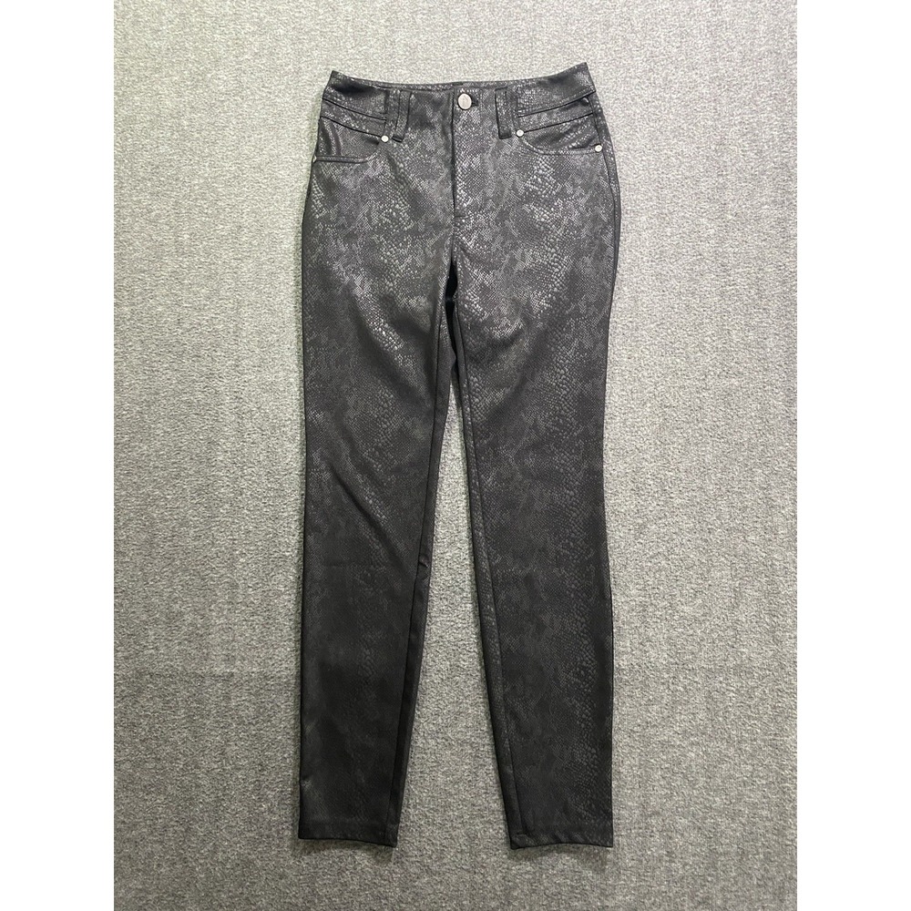 Simply Vera Wang Womens Jeans Black Skinny Animal Print Polyester Blend size S